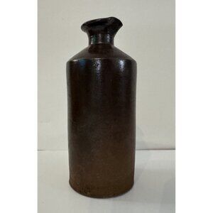 Antique Brown Stoneware Bottle Primitive Home Farmhouse Apothecary Decor